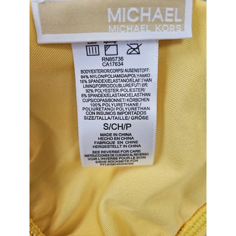 Michael Kors Logo-Ring Halter 2-Piece Bikini Swimsuit Yellow Women's Size Small